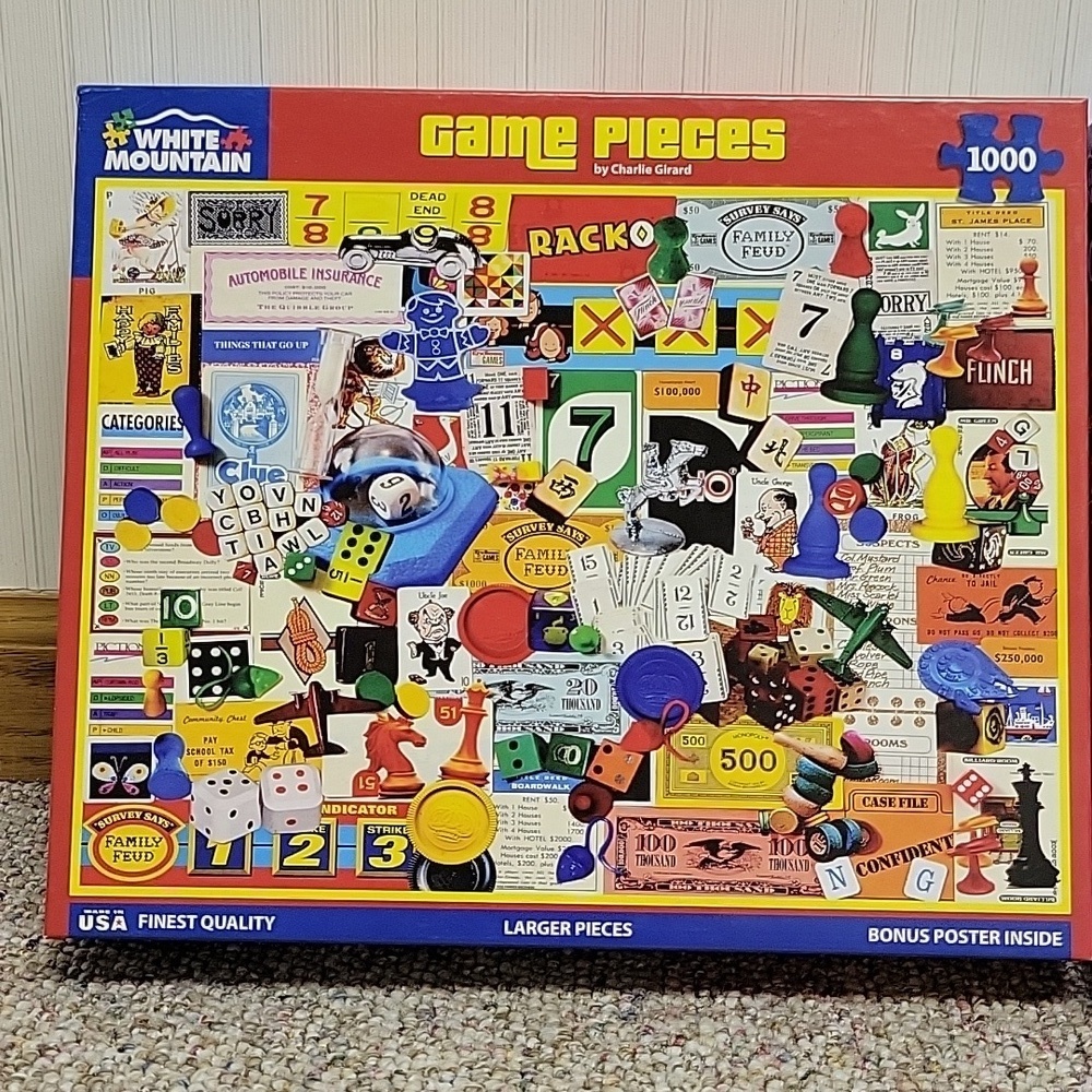 Puzzle Set - Colorful Game Pieces and Games We Played White Mountain Complete - Picture 2 of 3